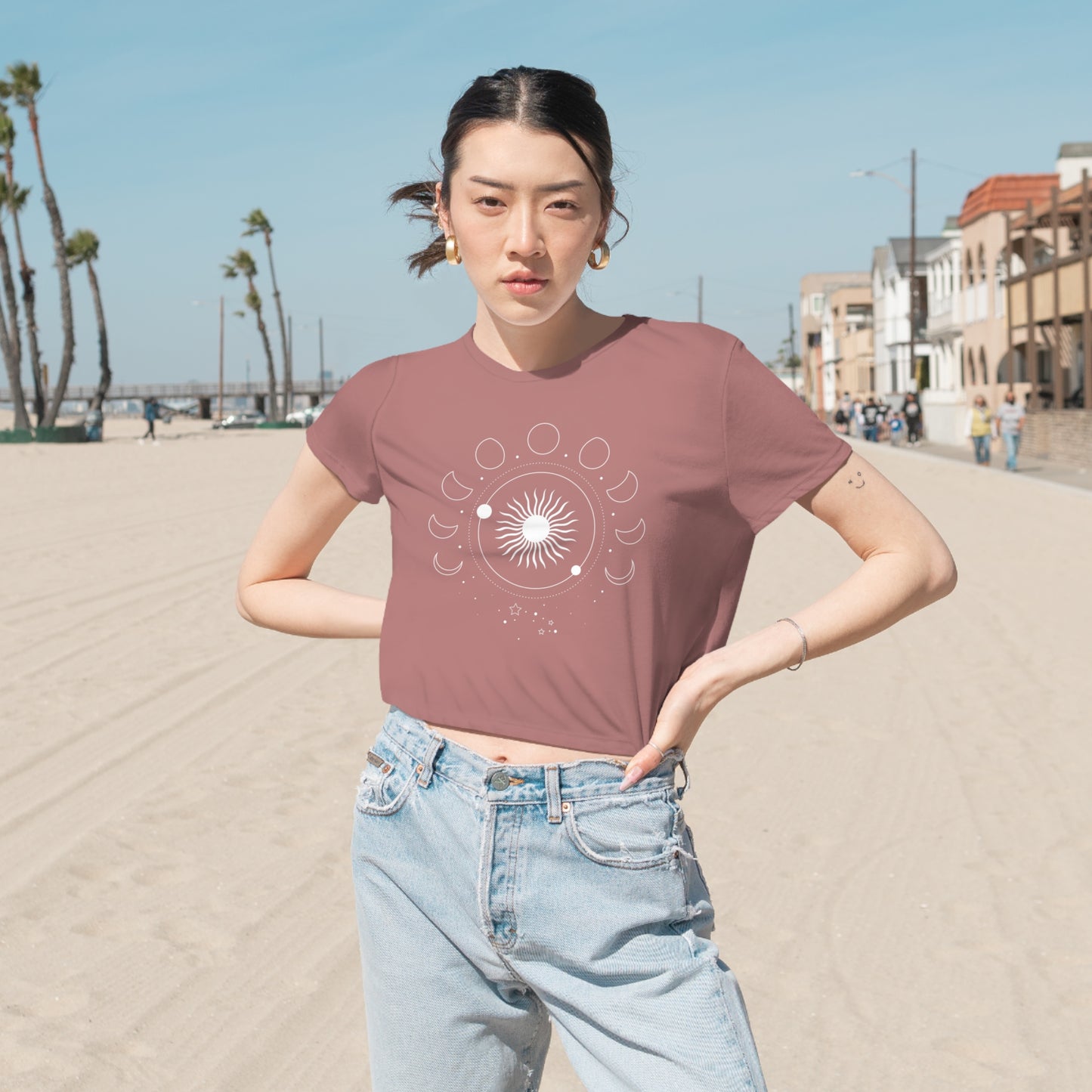 Sunburst Moonphase Boxy Crop Tee