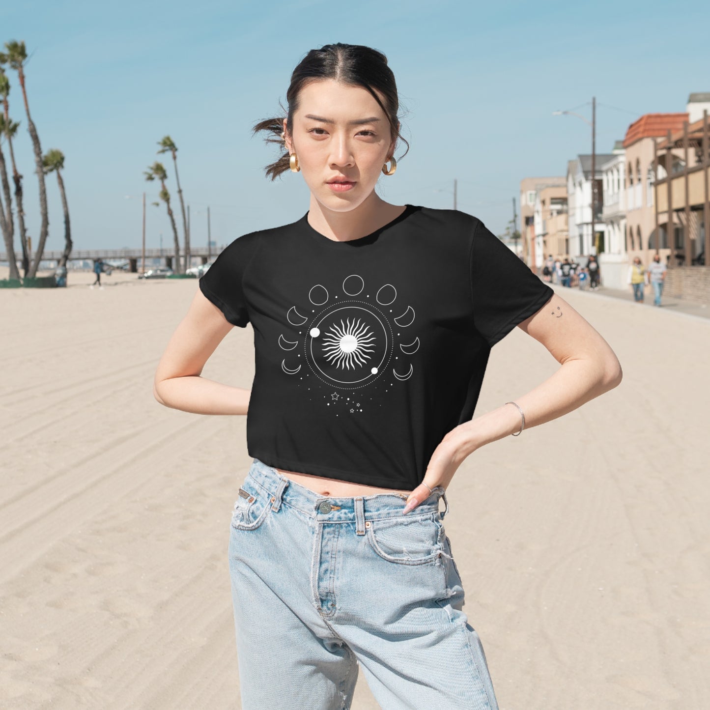 Sunburst Moonphase Boxy Crop Tee